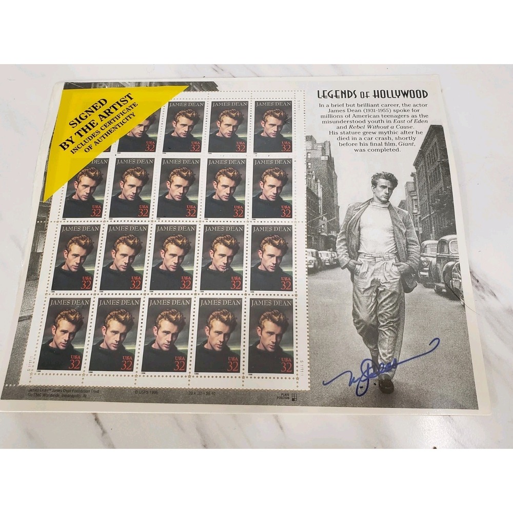 Legends of Hollywood James Dean Pane of 20 32¢ Stamps (1996) #8887